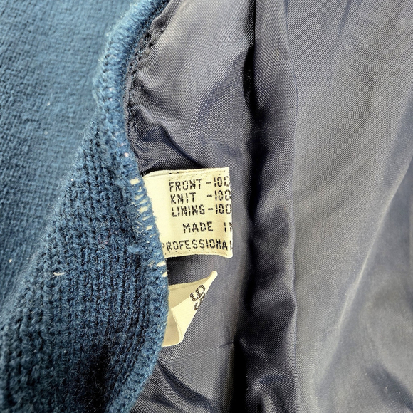 Vintage Royal Knight Leather Knit Jacket Mens Medium Blue Suede Zip - Picture 8 of 13